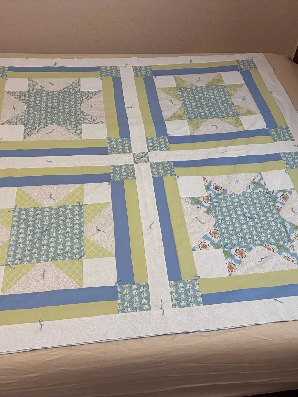 Crib/baby quilt top-Unfinished 55” x 55”